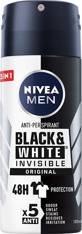Deodorant spray për meshkuj Nivea Black&White Invisible Original 100ml