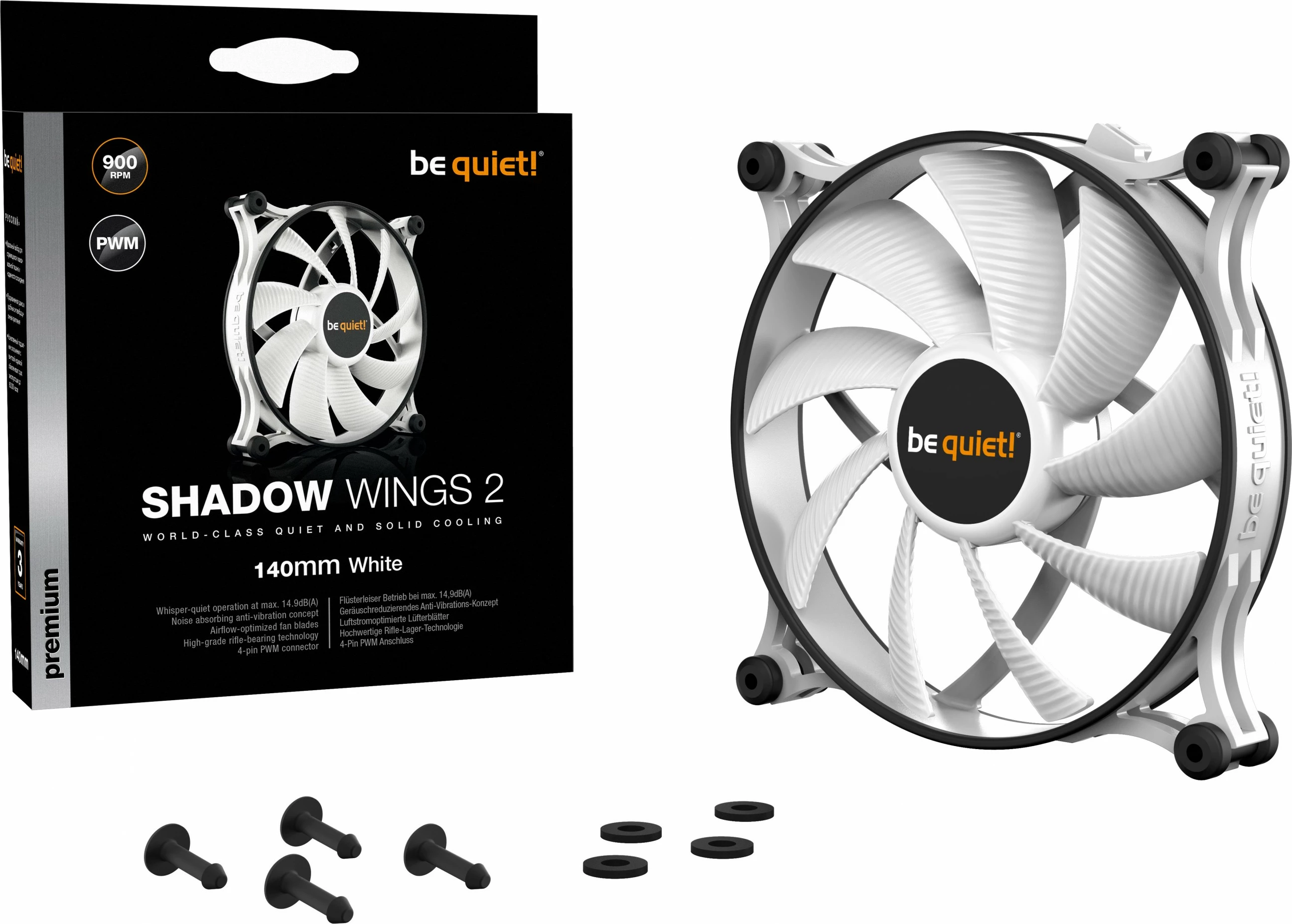 Ventilator kase Be Quiet! Shadow Wings 2 140mm PWM i bardhë