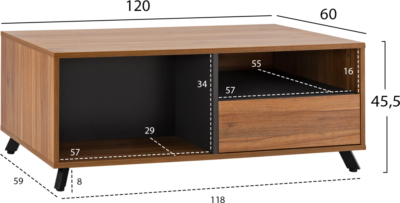 Tavolinë kafeje profesionale Supreme FH2376 120x60x45.5 cm