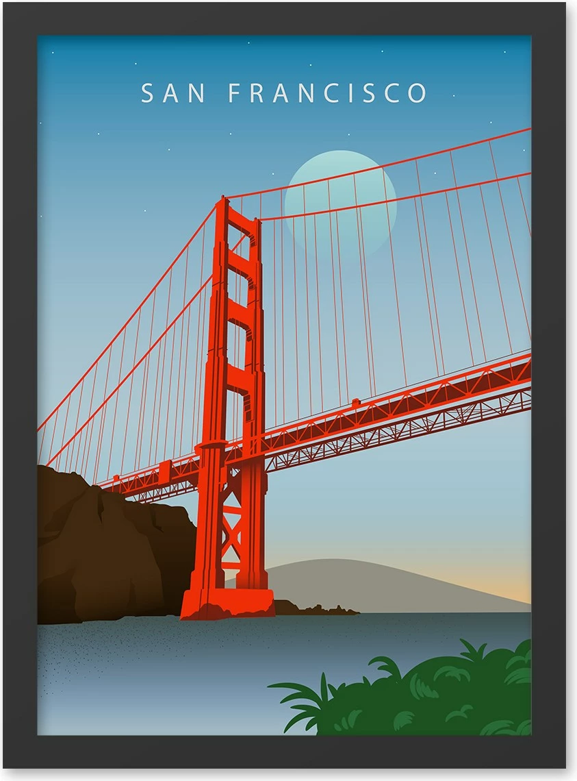 Pikturë dekorative me kornizë, MDF, San Francisco 2, 55x75cm