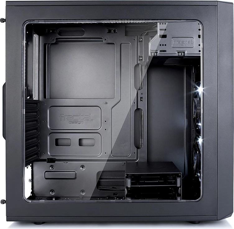 Kasë Fractal Design Focus G Midi Tower, ATX, micro ATX, ITX, e zezë, me dritare anësore dhe LED të bardhë