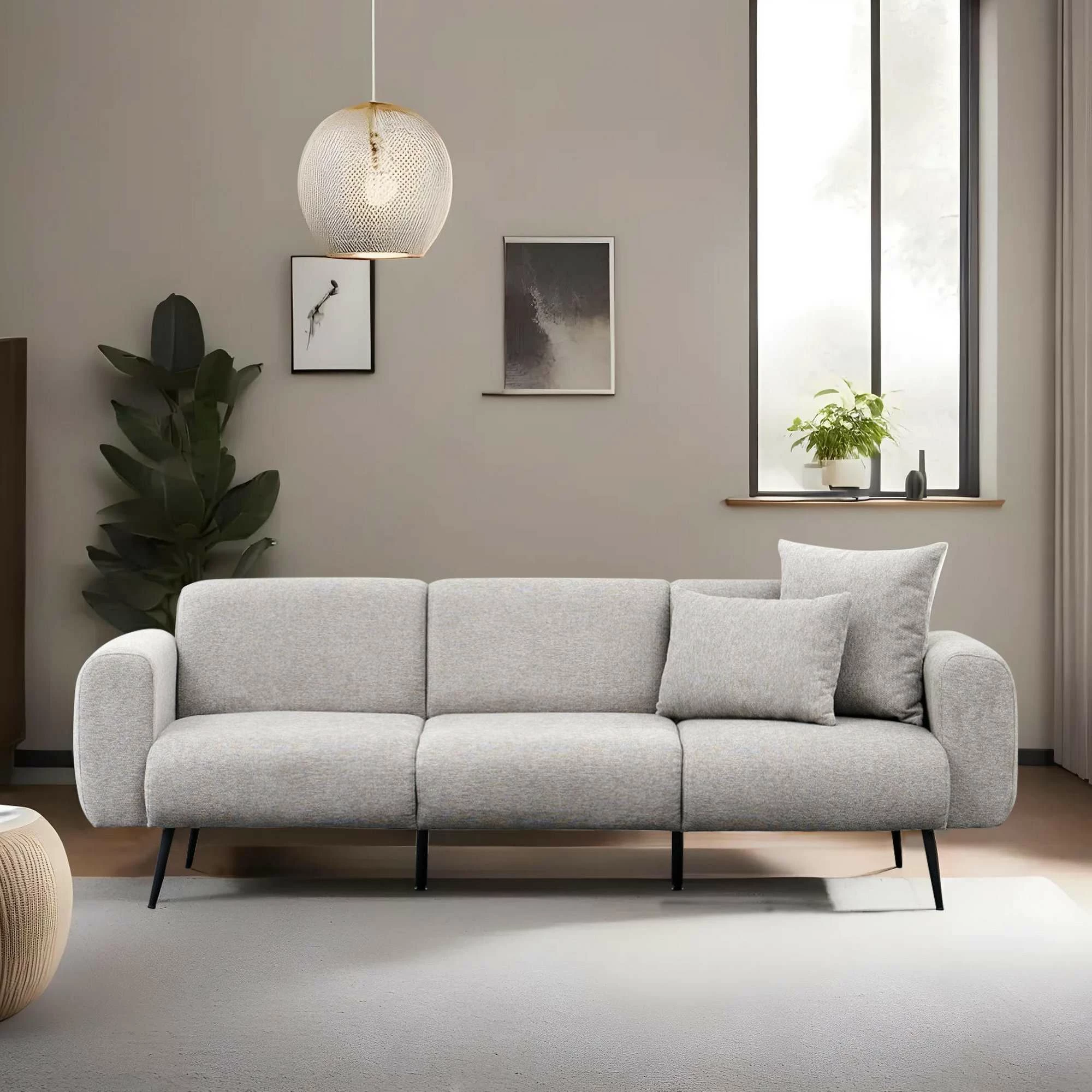 Divan treshe Atelier del Sofa, ngjyrë gri e çelët