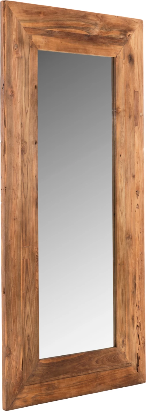 Pasqyrë muri YORKSHIRE, kornizë prej druri tik të ricikluar, 90x182cm