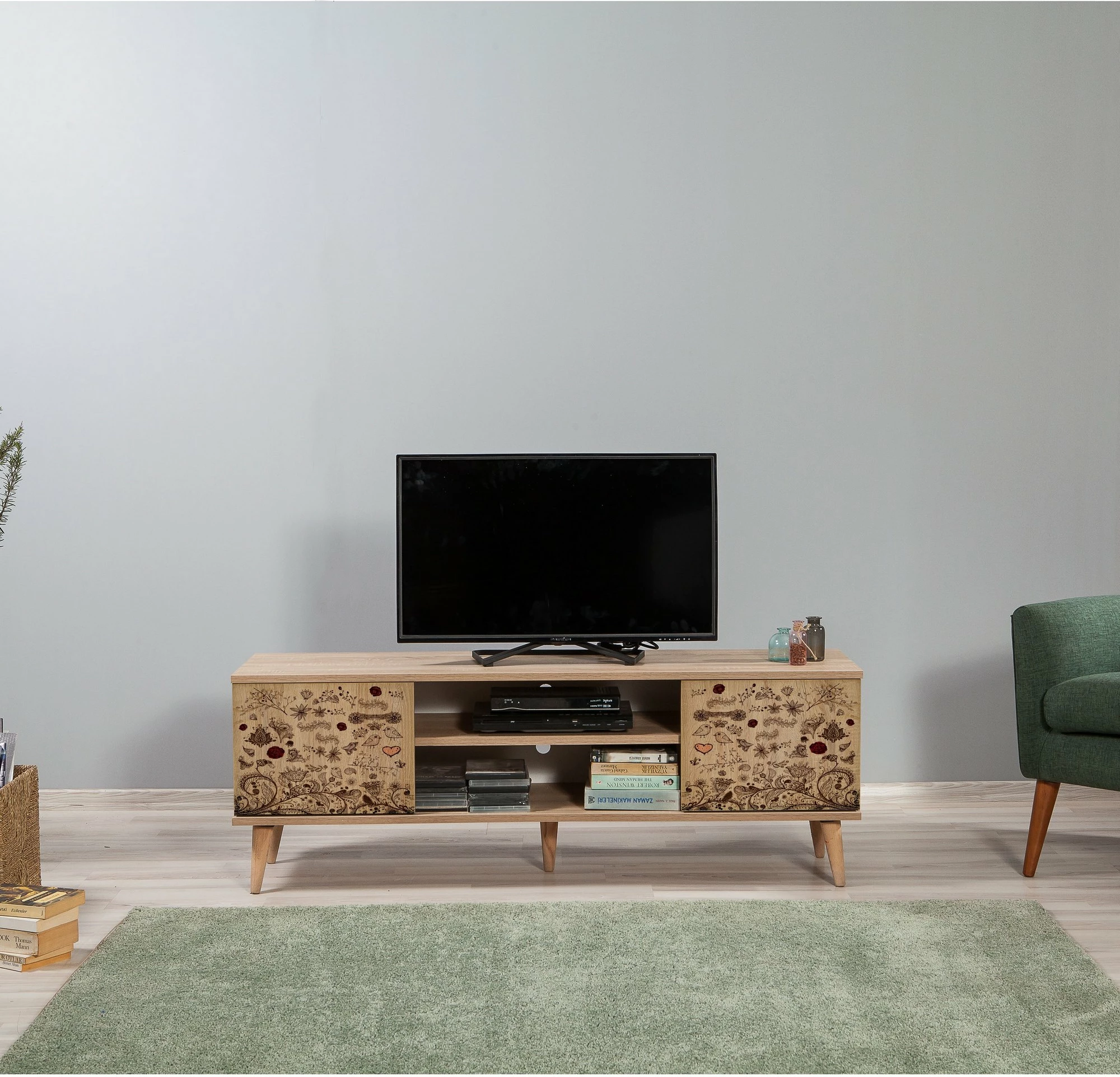 Komodë për TV Truva, ngjyrë lisi Sonoma, Hanah Home, 140x50x40 cm
