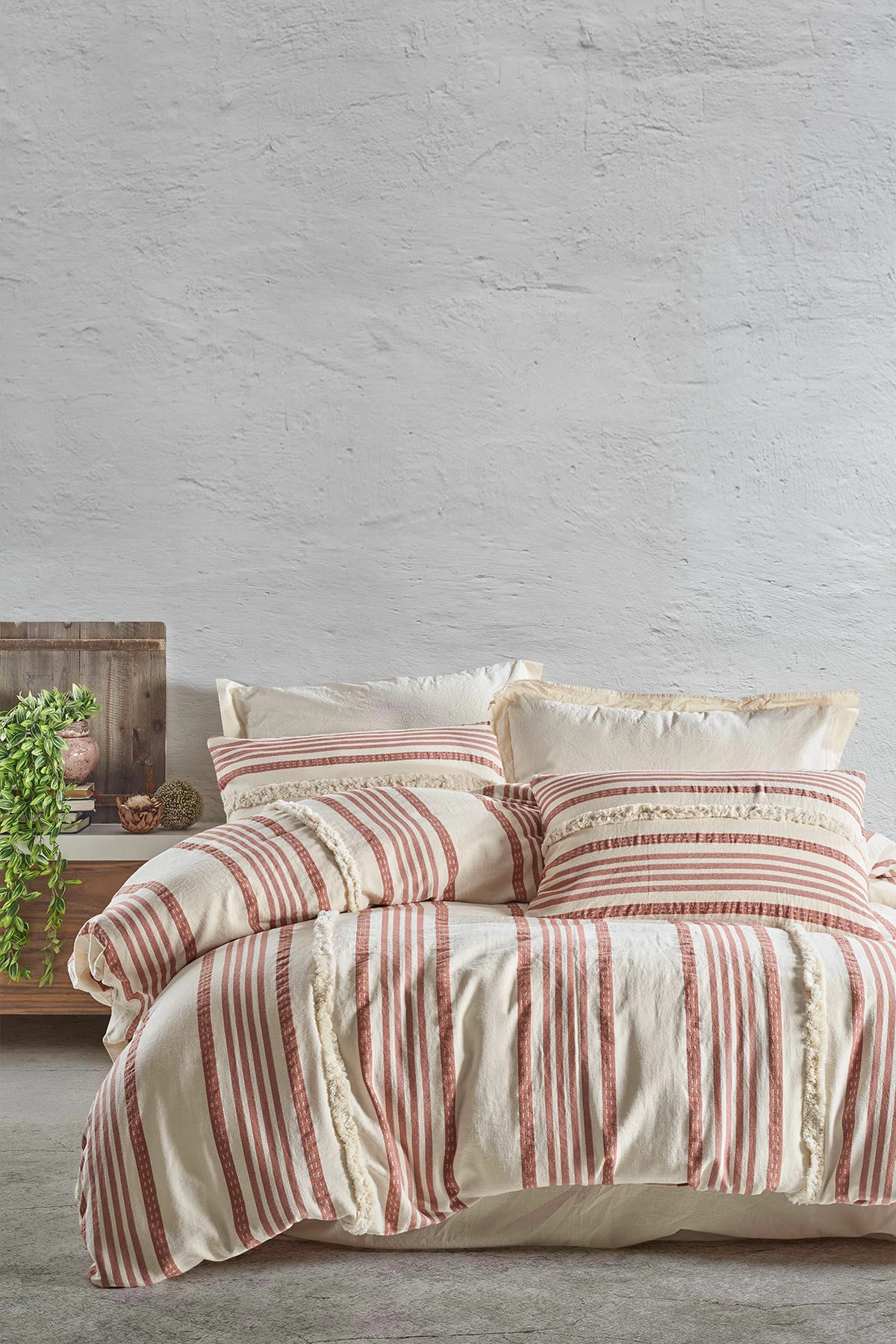 Set mbulesë për jorgan dopio, Nidus, ngjyrë e kuqe kafe dhe krem