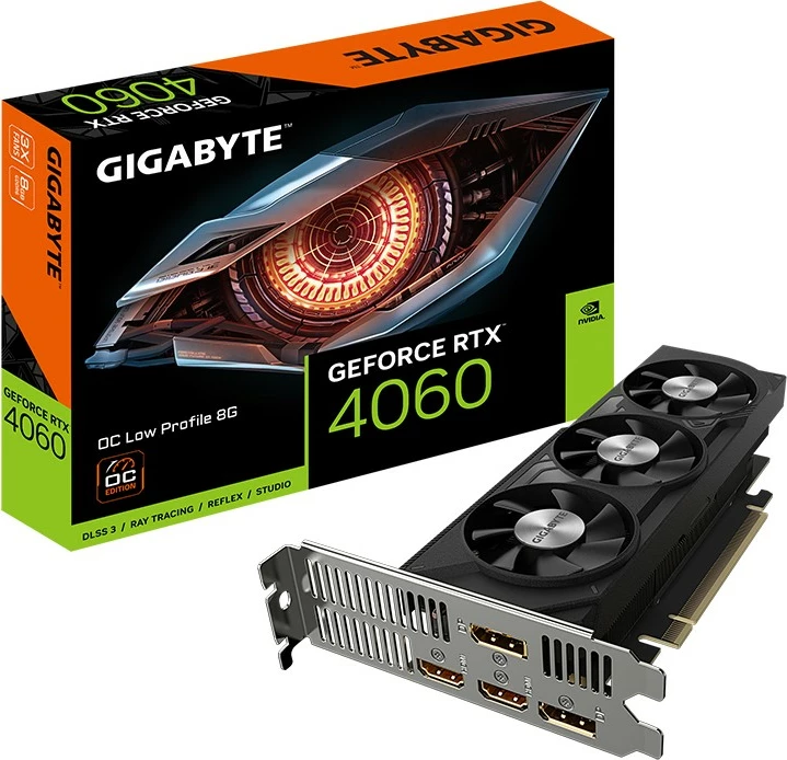 Kartelë grafike Gigabyte GeForce RTX 4060 OC Low Profile 8G, 8 GB, GDDR6, PCI Express 4.0, e zezë