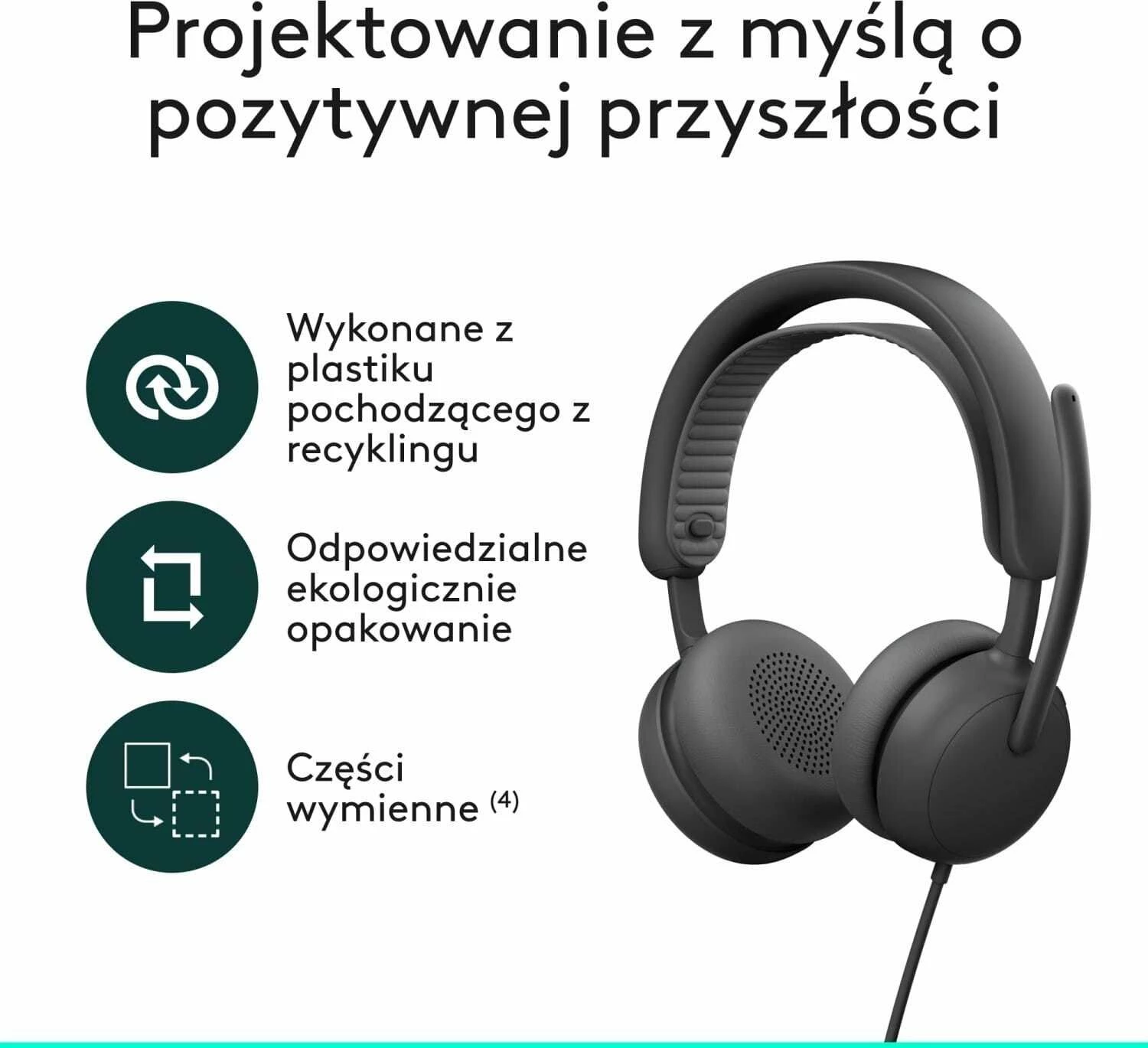Kufje Logitech Zone Wired 2 981-001619, USB-C, me mikrofon, ANC hibride, kabllo 1.9 m, të zeza