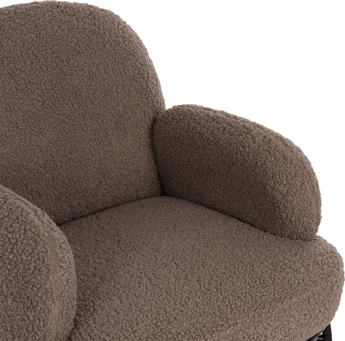 Karrige AGNES FH9525.25 ngjyrë kafe e çelët boucle, këmbë metali të zeza, 74x71x83H cm.