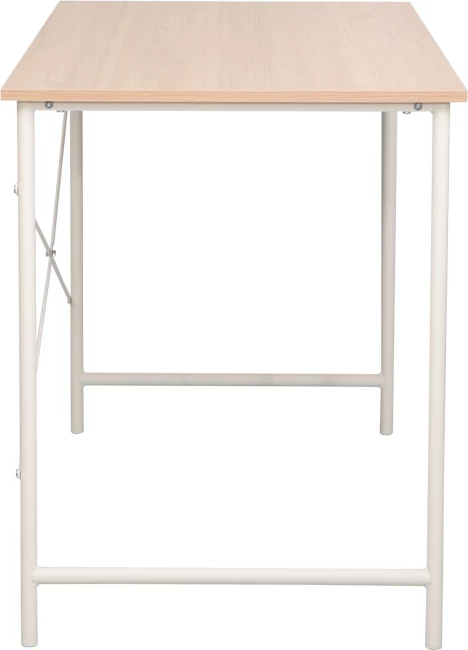 Tavolinë pune Senzia, ngjyrë natyrale, kornizë metalike e bardhë, 120x60x75cm