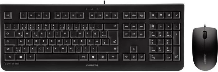 Tastierë Cherry DC 2000, USB, Membranë, QWERTZ, Maus i përfshirë, E zezë
