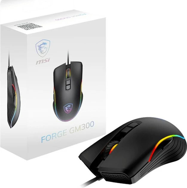 Maus MSI FORGE GM300, optik, 7200 DPI, ambidextrous, i zi