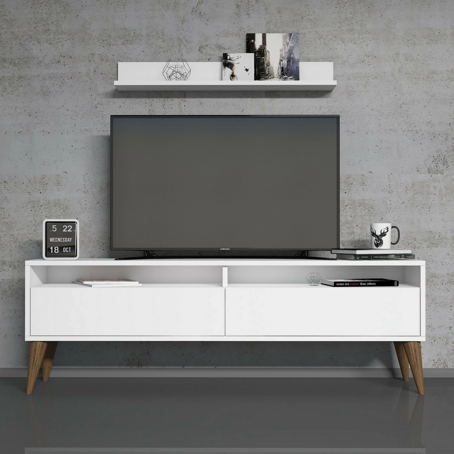 Komodë TV Hanah Home, Best, e bardhë
