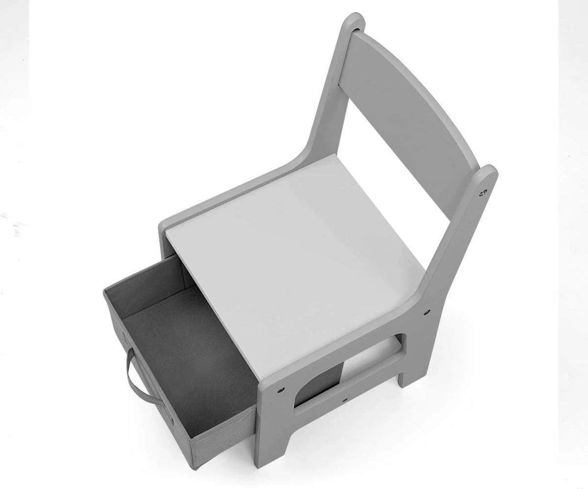 Set tavolinë me dy karrige për fëmijë Milly Mally Sven, MDF, gri/bardhë