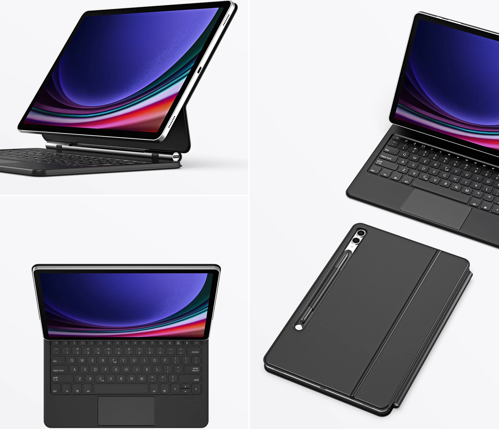 Mbështjellës me tastierë Bluetooth Dux Ducis MK Series për Samsung Galaxy Tab S9+, S8+, S7+, i zi