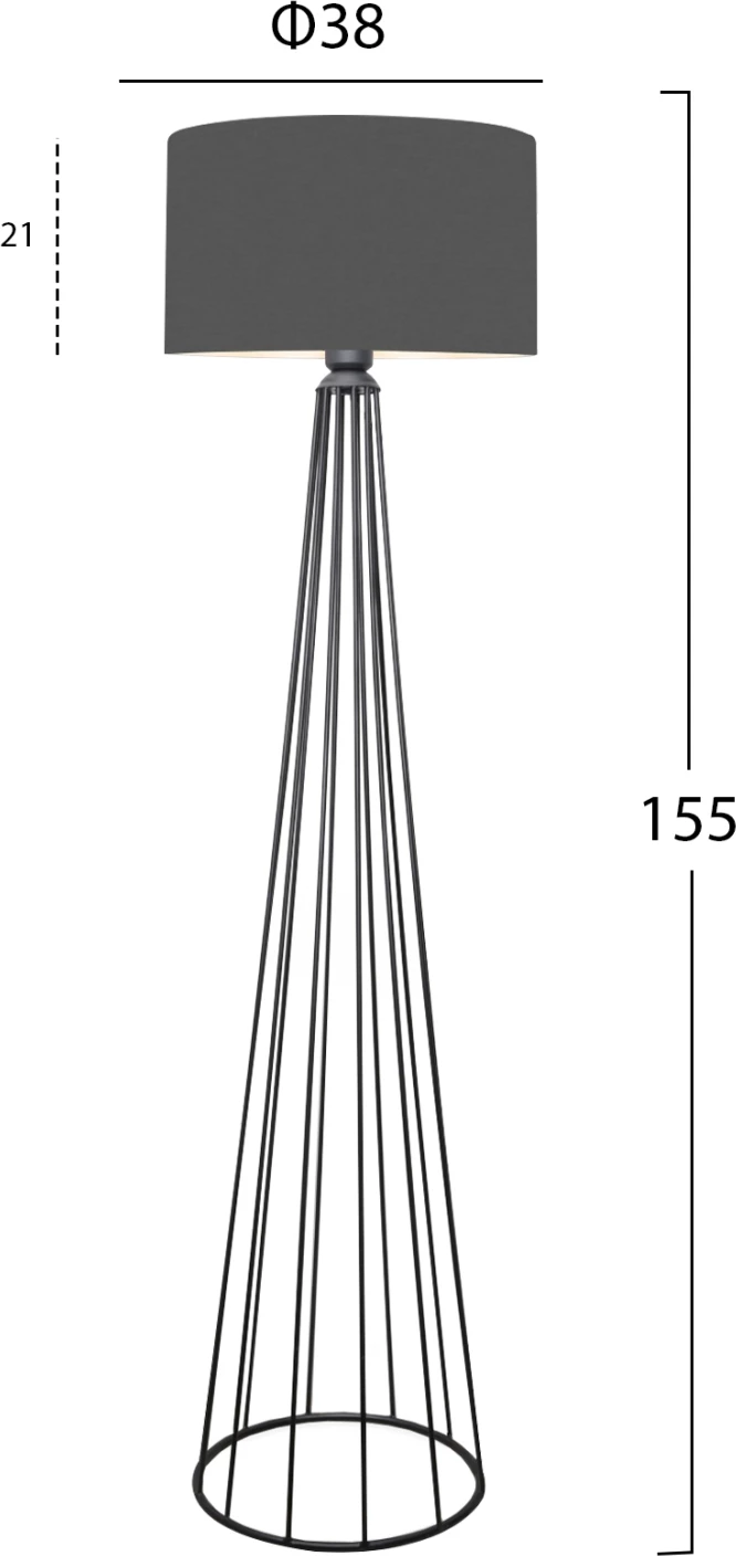 Llambë dyshemeje FH7581.01, shtyllë e zezë, kapak gri i errët