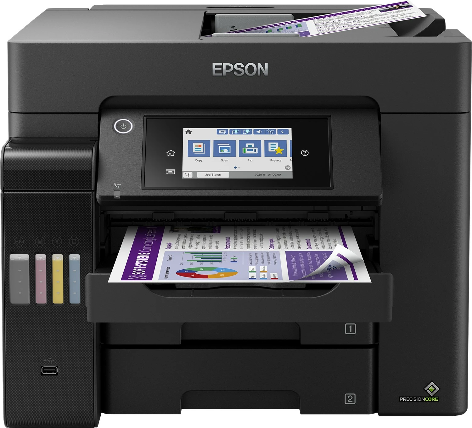 Printer multifunksional Epson EcoTank ET-5850, A4, me ekran prekje, sistem EcoTank, ngjyrë e zezë