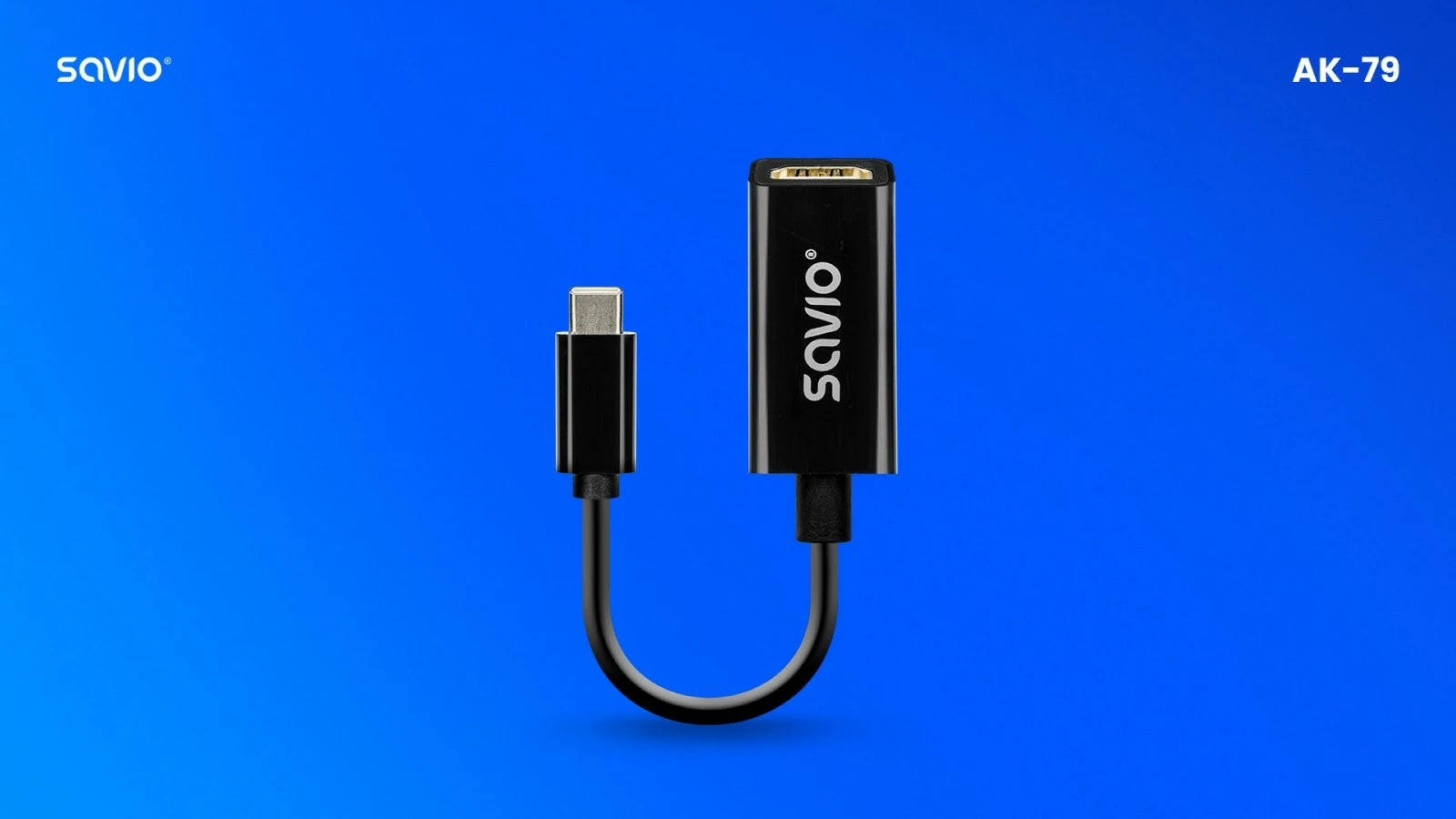 Adapter USB-C në HDMI Savio AK-79, 4K, 30Hz, 15cm, i zi