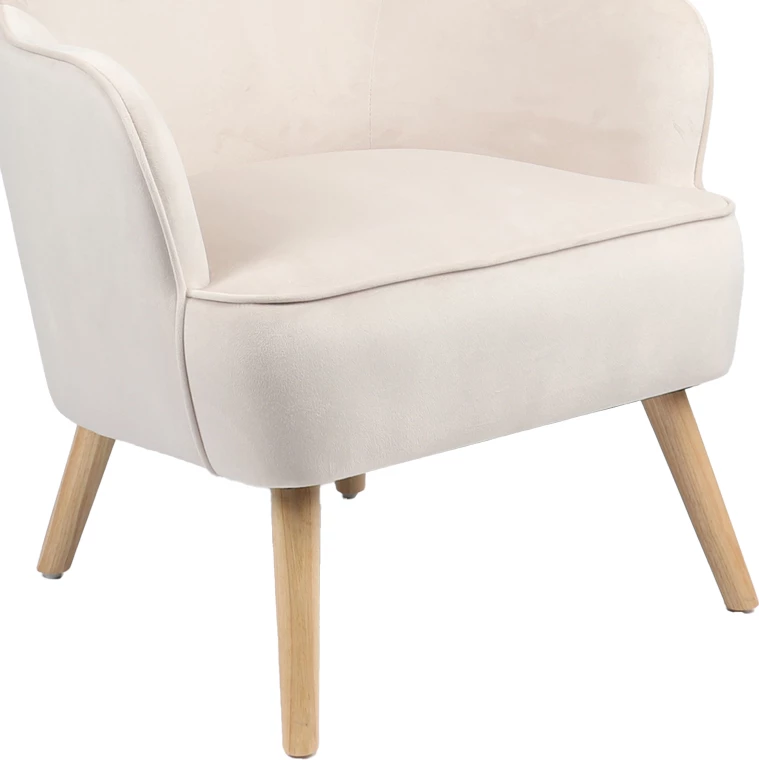 Karrige Byfon kadife krem-dru gome këmbë ngjyrë natyrale 76x83x117cm