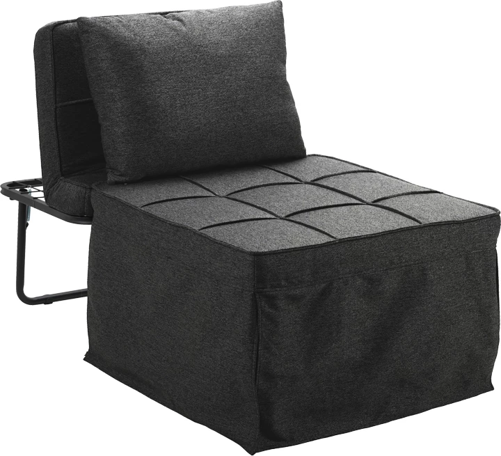 Karrige-shtrat Grejio, ngjyrë gri e errët, këmbë metalike të zeza, 70x70x45cm