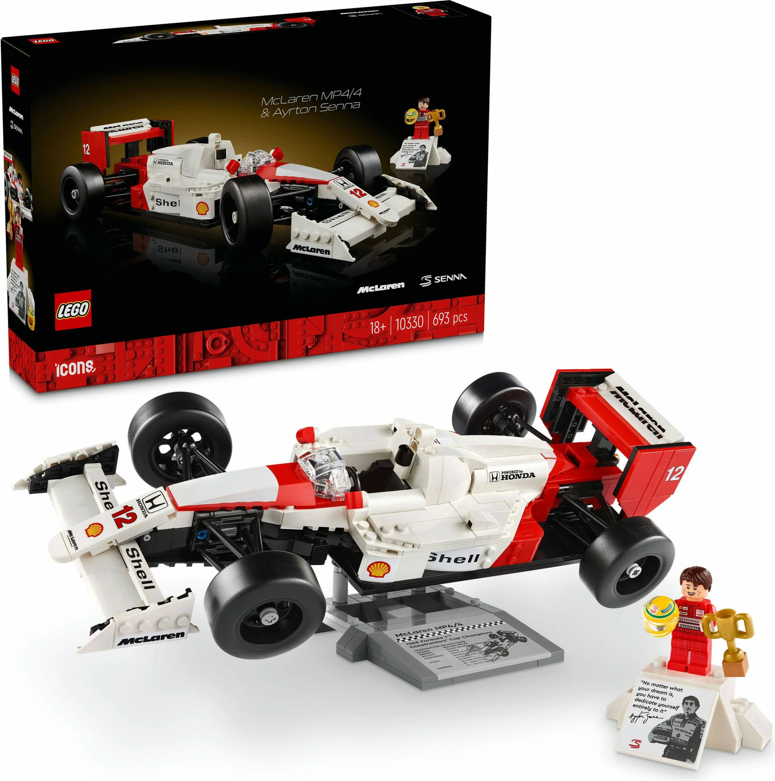 Set ndërtimi LEGO McLaren MP4/4 & Ayrton Senna, 693 pjesë, shumëngjyrësh