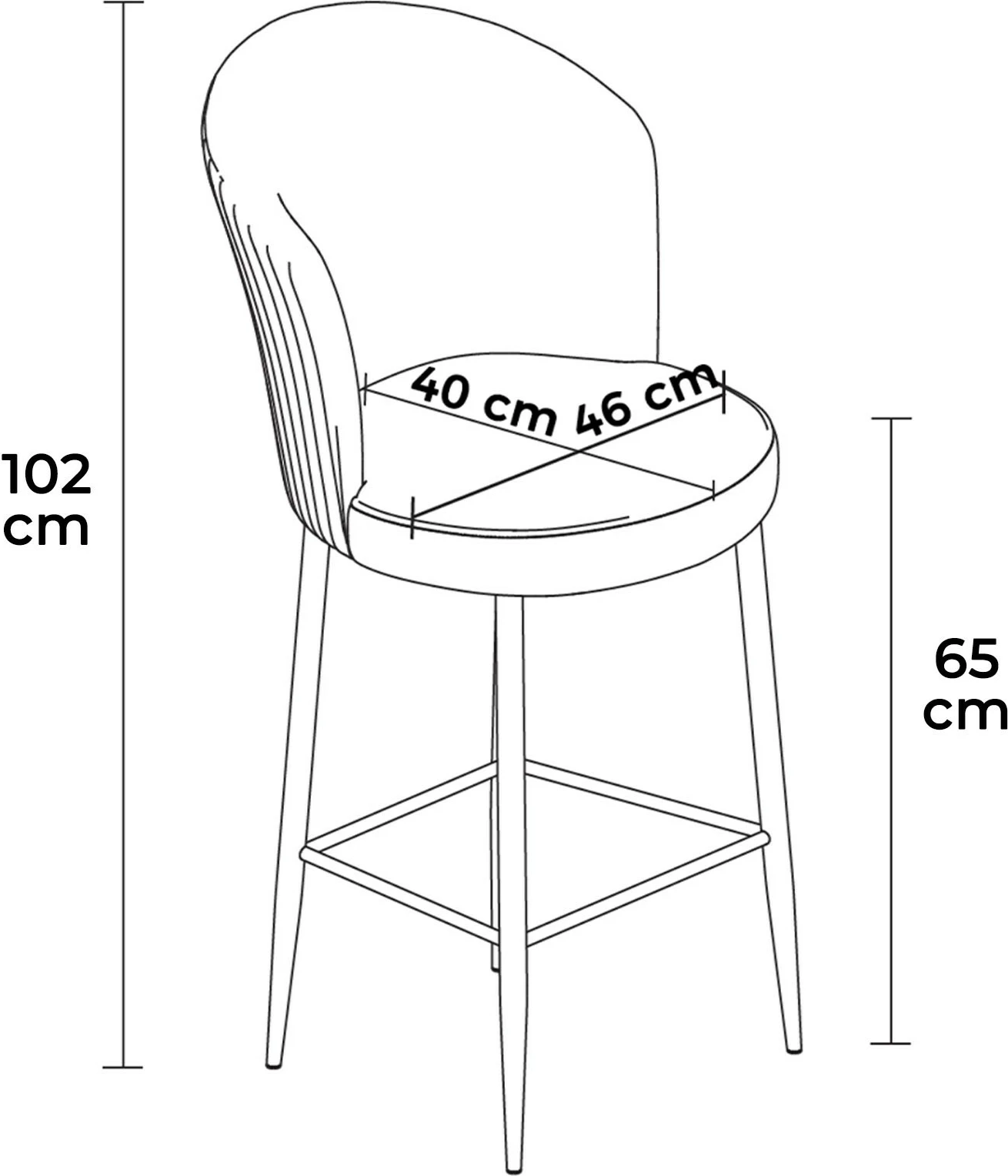 Set karrigesh për bar (4 copë), Hanah Home, Alte, krem dhe e zezë
