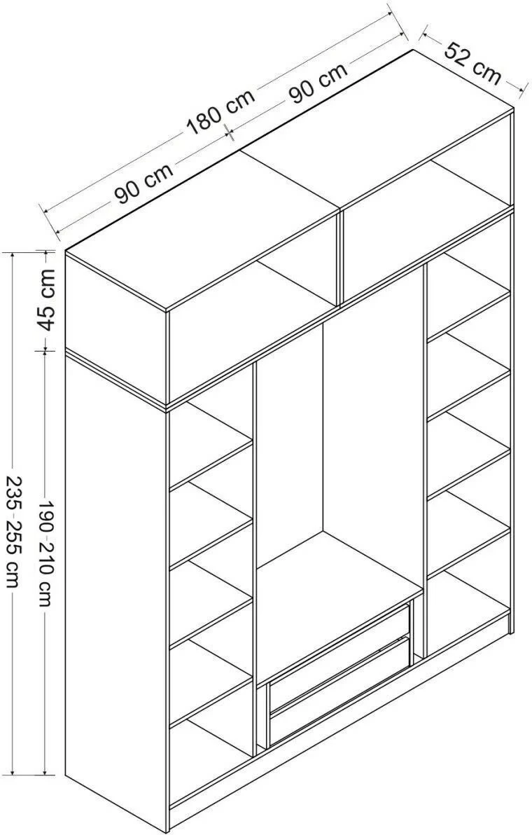 Dollap Skye Decor, ngjyrë antracit, 180x235x52cm