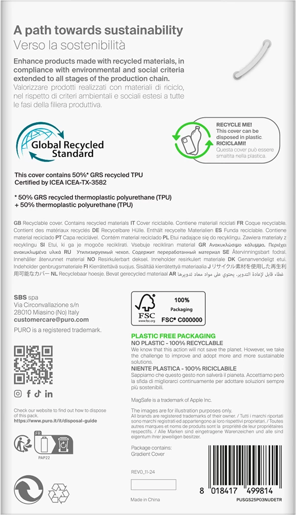 Mbështjellës silikoni Puro 03 Nude për Samsung Galaxy S25, Transparent