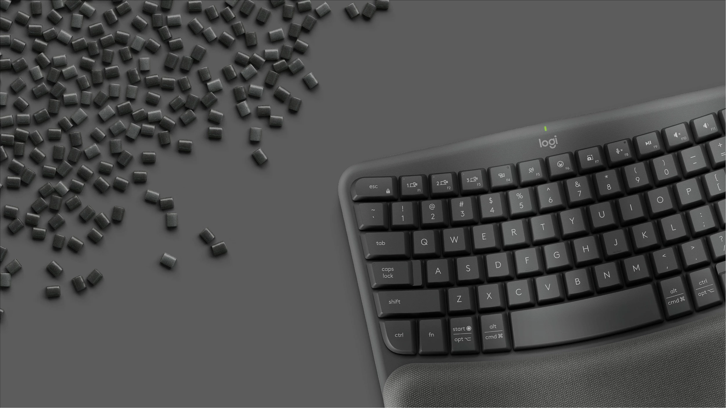 Tastierë Logitech Wave Keys, full-size, wireless, RF + Bluetooth, QWERTZ, grafit