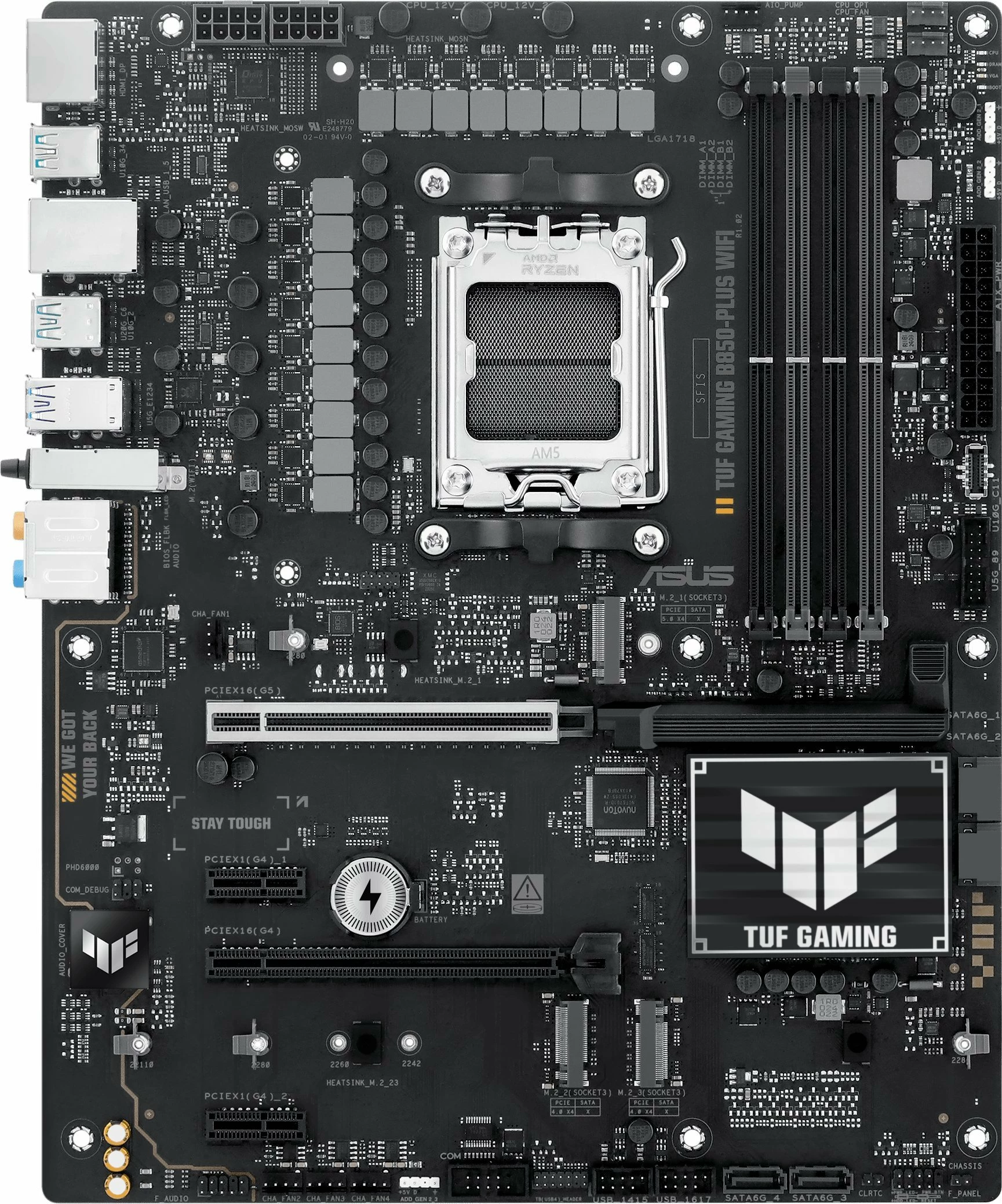 Pllakë amë Asus TUF GAMING B850-PLUS WIFI, AM5, ATX, DDR5, Wi‑Fi 7