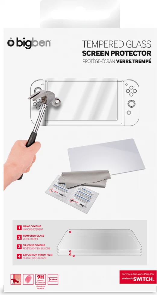 Xham mbrojtës tempered Bigben Switch Tempered 9H për Nintendo Switch