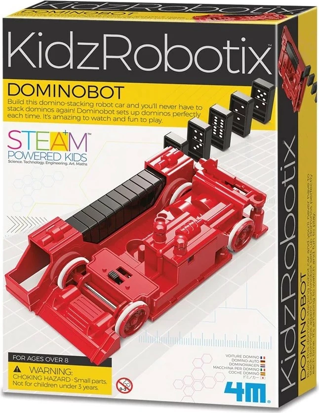 Set edukativ robotik 4m Dominobot, 24 domino, i kuq