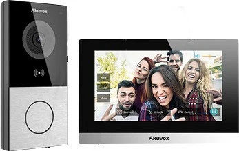 Interkom Akuvox C313+E12W, ekran me prekje, POE, Wi-Fi, bardhë
