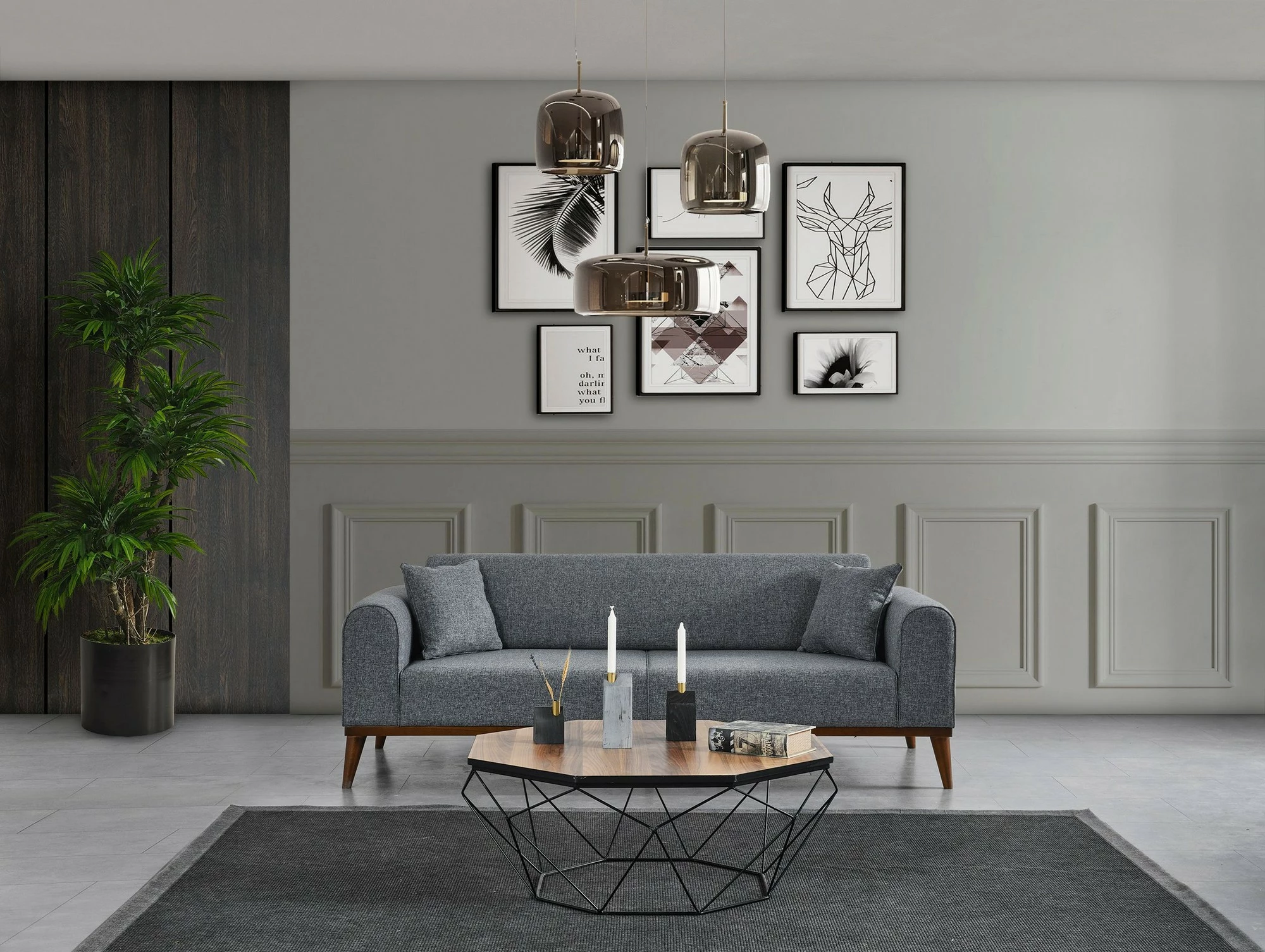 Divan-krevat treshe, ngjyrë gri e çelët, Cofi 3 Seater