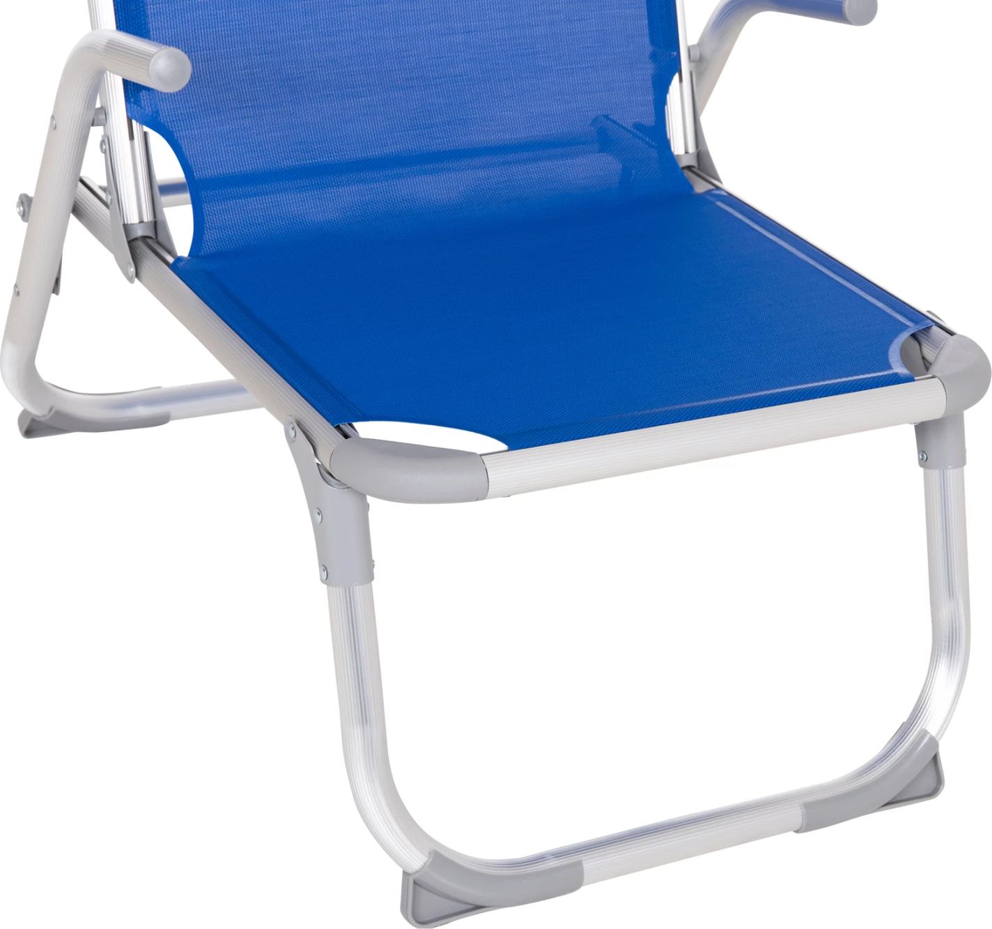 Karrige plazhi e ngritur, alumin i fortë, Almira FH6431.01, tekstilene blu, 53x68x80cm