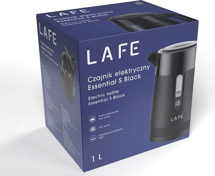 Çajnik elektrik Lafe Essential S 1L, plastik, zi
