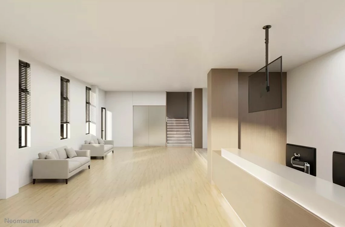 Mbajtës tavani për TV/monitor Neomounts CL35-340BL12, 23-42 inç, i zi