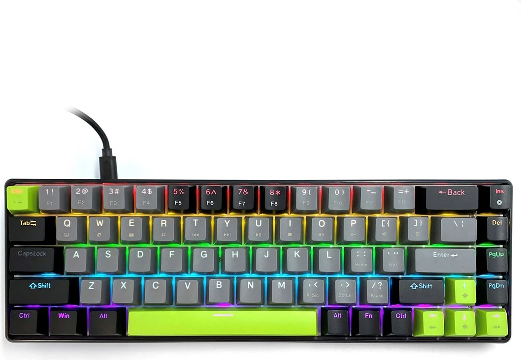 Tastierë mekanike Media tech RED CORE MX60 MT1260, 60%, me ndriçim shumëngjyrësh, e gjelbër