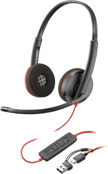 Kufje Poly Blackwire 3220, me mikrofon, USB-A/C, e zezë