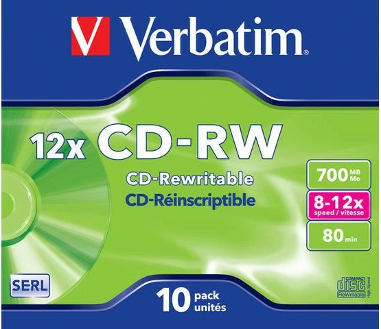 CD-RW Verbatim 43148, 700MB, 12x, 10 copë, Jewel Case