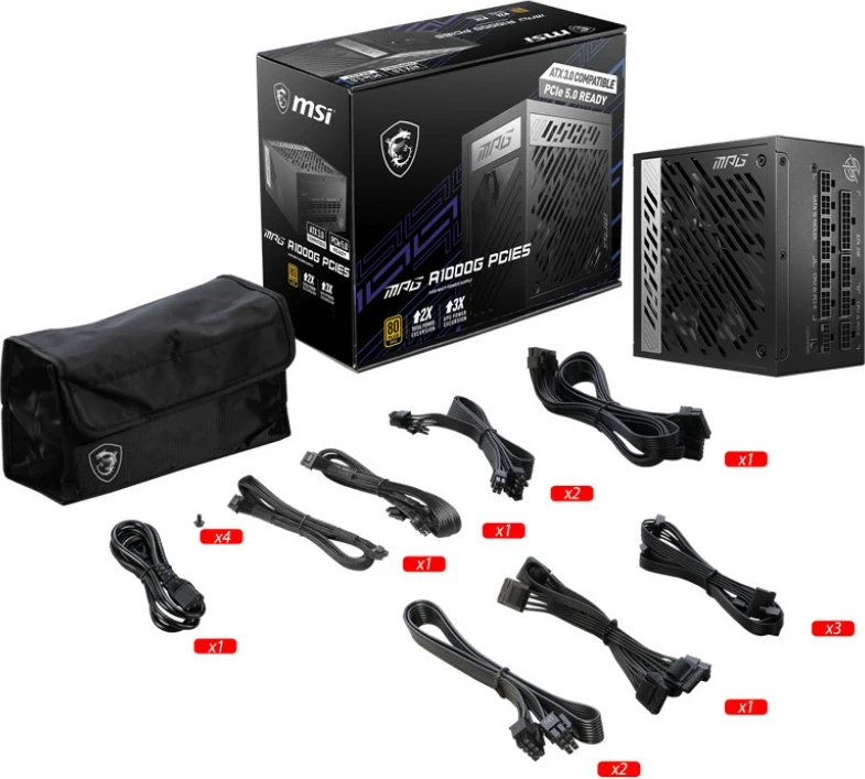 Furnizues energjie MSI MPG A1000G PCIE5, 1000 W, 80 PLUS Gold