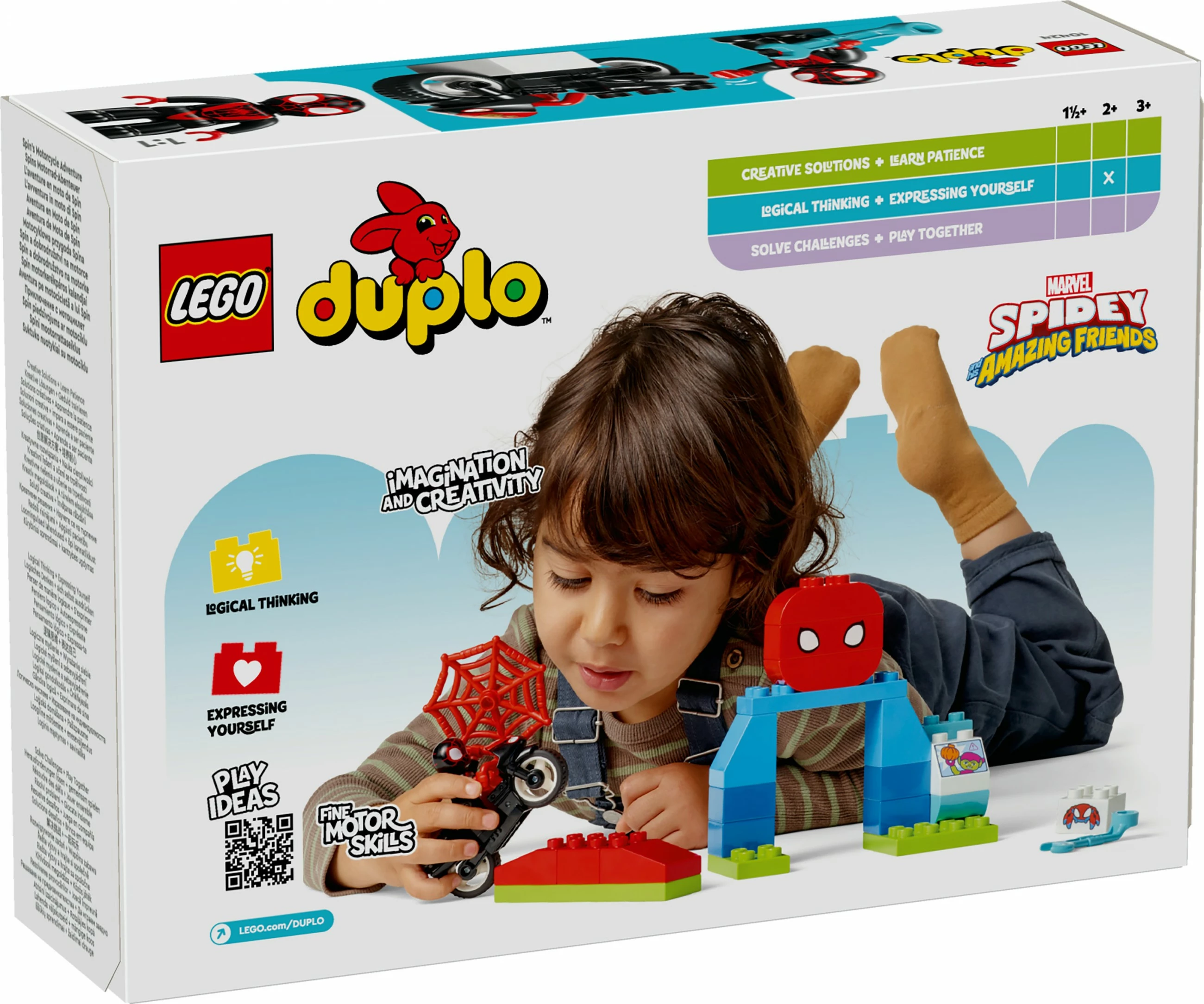 Set ndërtimi LEGO DUPLO Marvel 10424 Spin's Motorcycle Adventure, shumëngjyrësh