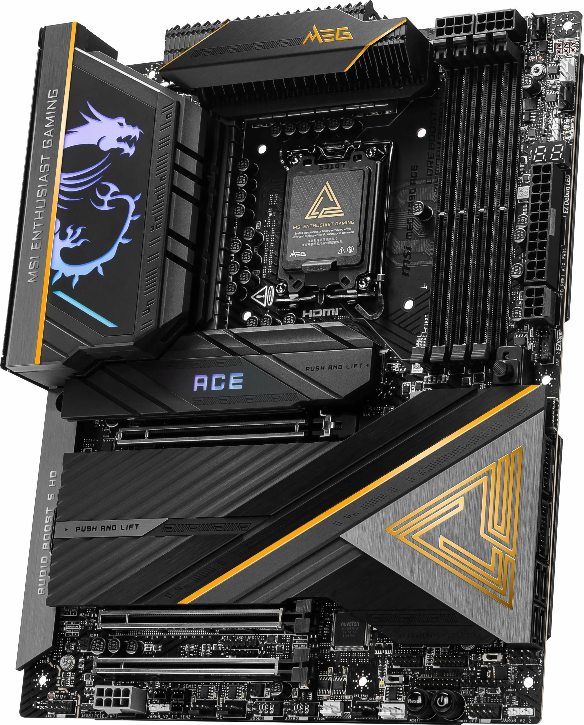 Pllakë amë MSI MEG Z890 ACE, ATX, Intel Z890, DDR5 deri 256GB, PCIe 5.0, Wi‑Fi 7, 10G LAN, Thunderbolt 4, zi/ari, set me antenë Wi‑Fi