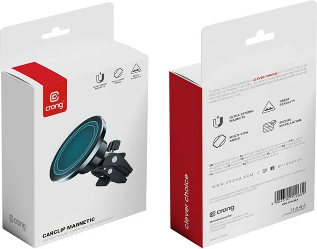 Mbajtëse magnetike për veturë CRONG CARCLIP MAGNETIC, MagSafe, e zezë