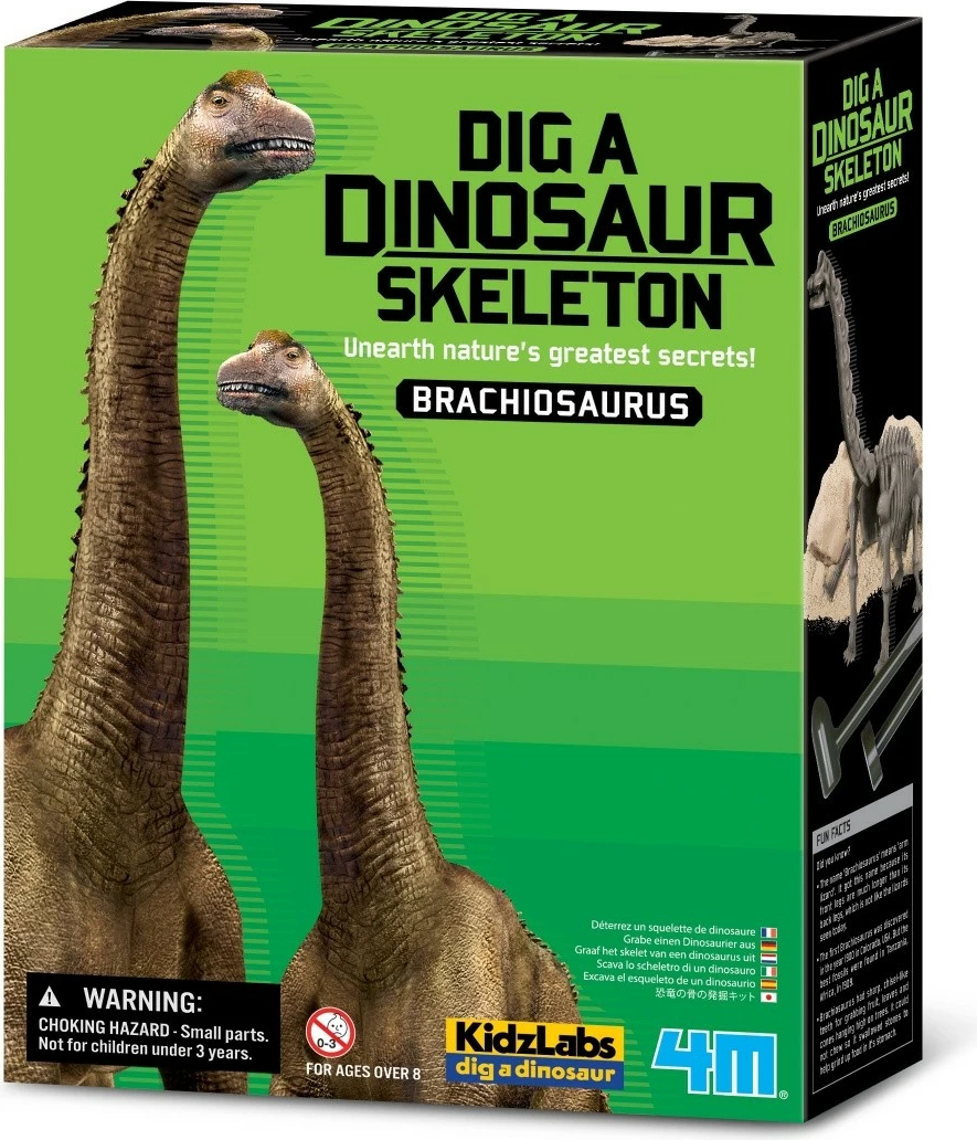 Set arkeologjik 4m KidzLabs Dig a Dinosaur Skeleton Brachiosaurus, për fëmijë, 28 cm