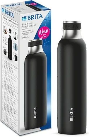 Shishe uji BRITA sodaTRIO 0.65L, çelik inox, e zezë