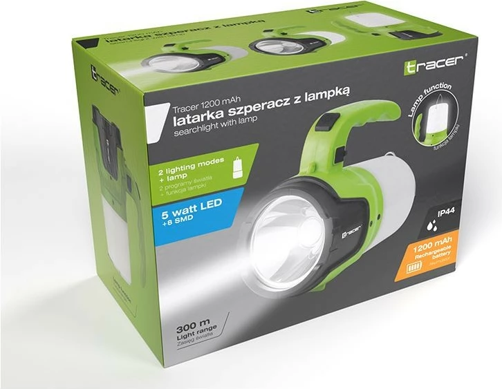 Fener Tracer TRAOSW46895, 1200mAh, 8 LED, i zi/gjelbër