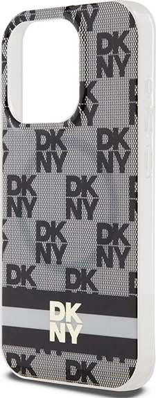 Mbështjellës DKNY IML Checkered Mono Pattern & Printed Stripes MagSafe për iPhone 15 Pro Max, Zi