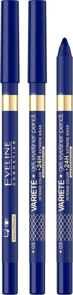 Laps për sy Eveline Cosmetics Variety Waterproof Gel Eyeliner Pencil 03 Blue, 1 art