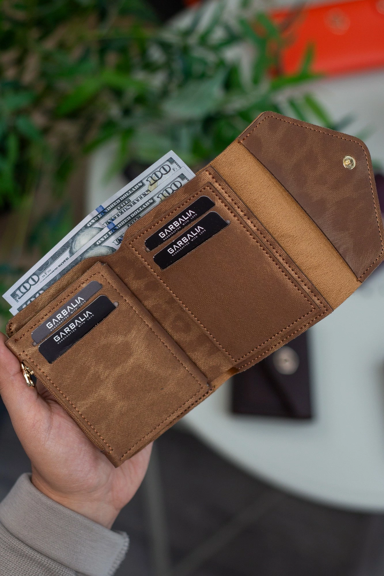 Portofol për gra, Zoozie Bags, ngjyrë ari, leopard