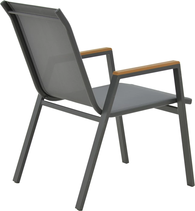 Set tavoline me karrige për terasë Thorio-Azelie, alumin antracit, plywood natyral, 160x90x75cm, 7 copë